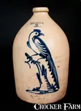 J. & E. NORTON / BENNINGTON, VT Stoneware Jug with Bold Pheasant-on-Stump Decoration by J. & E. Norton, circa 1855, Stoneware, sold Mar 2015