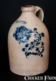 J. & E. NORTON. / BENNINGTON VT Stoneware Jug w/ Cobalt Floral Decoration by J. & E. Norton, circa 1855, Stoneware, sold Mar 2015