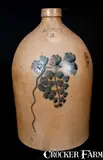 A. K. Ballard, A.K. BALLARD / BURLINGTON, VT. Stoneware Jug with Cobalt Grapes Decoration, circa 1870, Stoneware