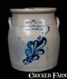 New York Stoneware Co., NEW YORK / STONEWARE CO / FORT EDWARD, N.Y. Stoneware Jar with Cobalt Foliate Decoration