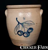 W A Macquoid Pottery Works, Unusual W A MACQUOID / POTTERY WORKS / LITTLE WST 12TH ST. N.Y. Stoneware Cherries Jar, circa 1870, Stoneware