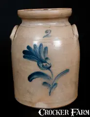 Pottery Works, Stoneware Jar with Floral Decoration, Stamped POTTERY WORKS / LITTLE WST 12TH, circa 1870, Stoneware