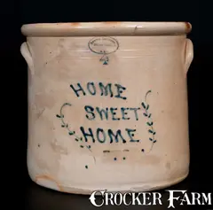 Brown Brothers, Extremely Rare BROWN BROTHERS / HUNTINGTON / L.I. "Home Sweet Home" Crock, circa 1870-1885, Stoneware