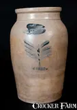 Higgins & Co, Rare HIGGINS & CO / CLEVELAND O. Two-Gallon Stoneware Jar with Cobalt Foliate Decoration, circa 1840, Stoneware