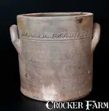 Lewis & Gardiner, Extremely Rare Half-Gallon LEWIS & GARDINER / HUNTINGTON, L.I. "HANNAH GARDINER" Crock, circa 1827-1829, Stoneware