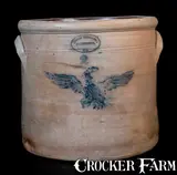 Brown Brothers, Scarce BROWN BROTHERS/ HUNTINGTON / L.I. Stoneware Crock w/ Stenciled Eagle Decoration