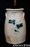 Brown Brothers, Rare BROWN BROTHERS / HUNTINGTON, L.I. Stoneware Churn with Floral Decoration
