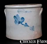 S. C. Brown, Rare S. C. BROWN / HUNTINGTON / L.I. Stoneware Crock with Floral Decoration, circa 1879-1882, Stoneware
