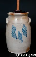 F. J. Caire, Rare F. J. CAIRE / Huntington / L.I. Stoneware Churn, circa 1854-1863, Stoneware