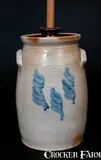 F. J. Caire, Rare F. J. CAIRE / Huntington / L.I. Stoneware Churn, circa 1854-1863, Stoneware
