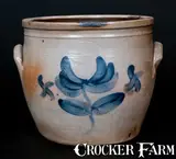 F. J. Caire, Scarce F. J. CAIRE / Huntington / L.I. Stoneware Jar with Floral Decoration, circa 1854-1863, Stoneware