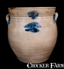 Henry Lewis, Very Rare H. LEWIS / HUNTINGTON / L.I. Three-Gallon Stoneware Jar, circa 1830-1854, Stoneware