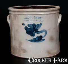 Brown & Bros, One-Gallon BROWN & BROS. / HUNTINGTON, L.I. Stoneware Jar with Floral Decoration, circa 1863-1870, Stoneware