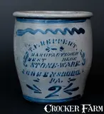 T.F. Reppert, T.F. REPPERT / BEST BLUE STONE-WARE / GREENSBORO. / PA Stoneware Cream Jar, circa 1880, Stoneware
