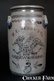 T.F. Reppert, T.F. REPPERT. / GREENSBORO. / PA Cobalt-Decorated Stoneware Churn, circa 1880, Stoneware