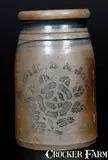 HAMILTON & JONES / GREENSBORO, PA Stoneware Wax Sealer w/ Stenciled Rose Design by Hamilton & Jones, circa 1875, Stoneware, sold Mar 2015