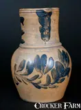 J. Swank & Co., Rare J. SWANK & CO. / JOHNSTOWN, PA Stoneware Pitcher w/ Elaborate Cobalt Floral Decoration