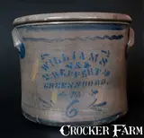 Williams And Reppert, Rare WILLIAMS & REPPERT / GREENSBORO / PA Six-Gallon Stoneware Cake Crock, circa 1885, Stoneware