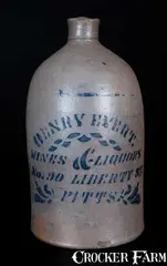 Henry Evert, HENRY EVERT / WINES & LIQUORS Western PA Advertising Jug, circa 1875, Stoneware