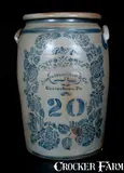 James Hamilton & Co., 20 Gal. JAMES HAMILTON & CO. / Greensboro, PA Stoneware Jar w/ Profuse Stenciled Rose Decoration