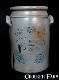 Dilliner & Eneix, DILLINER & ENEIX / NEW GENEVA, PA Stoneware Jar w/ Stenciled Rose Decoration, circa 1875, Stoneware