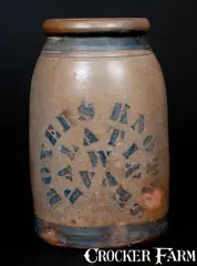 Boyers & Knotts, BOYERS & KNOTTS / PALATINE, W. VA Stoneware Wax Sealer Canning Jar, circa 1875, Stoneware