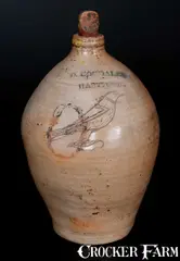 D. Goodale, D. GOODALE. / HARTFORD, CT Stoneware Jug w/ Incised Bird Decoration, early 19th century, Stoneware