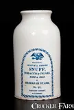 Hezekiah Starr, Rare CLEWS'S MANUFACTURER'S, Cobridge, England, circa 1820, Creamware Jar With Transfer-Printed Advertising for HEZEKIAH STARR / TOBACCO & CIGARS / BALTIMORE, circa 1820, Stoneware