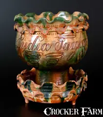 Lydia Taylor, Large Chester County Redware Flowerpot Inscribed "Lydia Taylor / Great Valley / C. C. / 1826", 1826, Redware