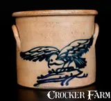 J. & E. Norton, Rare J. & E. NORTON / BENNINGTON, VT Stoneware Flying Hawk Crock, circa 1855, Stoneware