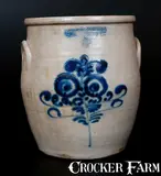 J. & E. Norton, J. & E. NORTON / BENNINGTON, VT Stoneware Jar w/ Cobalt Floral Decoration, circa 1855, Stoneware