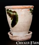 S. BELL & SON / STRASBURG, VA Shenandoah Valley Copper-Decorated Redware Flowerpot by S. Bell & Son, circa 1890, Redware, sold Oct 2014