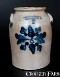 COWDEN & WILCOX / HARRISBURG, PA 2 Gal. Stoneware Jar w/ Cobalt Floral Decoration by Cowden & Wilcox, circa 1865, Stoneware, sold Oct 2014