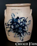 E & L P NORTON / BENNINGTON, VT Three-Gallon Stoneware Jar by E & L P Norton, circa 1870, Stoneware, sold Oct 2014