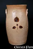 Julius Norton, Scarce JULIUS NORTON / BENNINGTON, VT Stoneware Churn with Ochre Floral Decoration, circa 1845, Stoneware