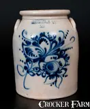 J. Norton & Co., J. NORTON & CO. / BENNINGTON, VT Stoneware Jar w/ Elaborate Slip-Trailed Floral Decoration
