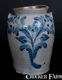 B.C. Milburn, B.C. MILBURN / ALEXA, Alexandria, VA, Stoneware Jar w/ Elaborate Brushed Floral Decoration, circa 1850, Stoneware
