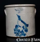 Ottman & Co., 3 Gal. HAXSTUN, OTTMAN & CO. / FORT EDWARD, NY Stoneware Crock with Bird Decoration