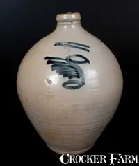 M. Tyler. Albany, M. TYLER ALBANY / MANUFACTURER Ovoid Stoneware Jug, circa 1840, Stoneware