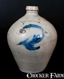 N Clark Jr, N CLARK. JR / ATHENS Ovoid Stoneware Jug with Cobalt Decoration
