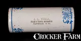 Dealer In General Merchandise, Blue-and-White Stoneware Advertising Rolling Pin, "J.L. RHEA, / DEALER IN GENERAL MERCHANDISE / FLATWOODS, W. VA.", early 20th century, Stoneware