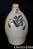 F. Stetzenmeyer, F. STETZENMEYER / ROCHESTER, N.Y. Stoneware Jug w/ Slip-Trailed Floral Decoration