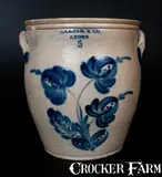 N. Clark & Co., N. CLARK & CO. / LYONS Stoneware Jar w/ Profuse Floral Decoration