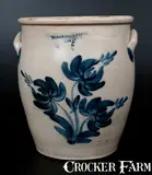 T. Harrington, T. HARRINGTON / LYONS Stoneware Jar w/ Profuse Tulip Decoration, circa 1860, Stoneware