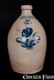 John Burger, JOHN BURGER. / ROCHESTER Stoneware Jug w/ Floral Design, circa 1860, Stoneware