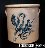 S. L. Pewtress & Co., Scarce Six-Gallon S.L. PEWTRESS & CO / FAIRHAVEN CONN Stoneware Parrot Crock, circa 1870, Stoneware
