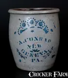 A. Conrad, A. CONRAD / NEW / GENEVA / PA Stoneware Cream Jar, circa 1875, Stoneware