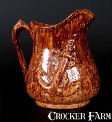 J. Mayer, Rare J. MAYER / TRENTON, NJ (Arsenal Pottery) Rockingham Ware Anchor Pitcher, circa 1870, Stoneware