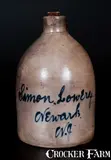 Simon Lowery, Stoneware Jug with Script Advertising, "Simon Lowery / Newark, NJ", circa 1880, Stoneware