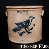 J. B. Pfaltzgraff & Co., Rare J.B. PFALTZGRAFF & CO. / YORK, PA 3 Gal. Stoneware Crock with Bird Decoration, circa 1855-1880, Stoneware